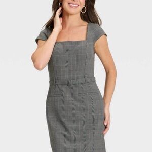 a new day Charcoal Plaid Midi Dress